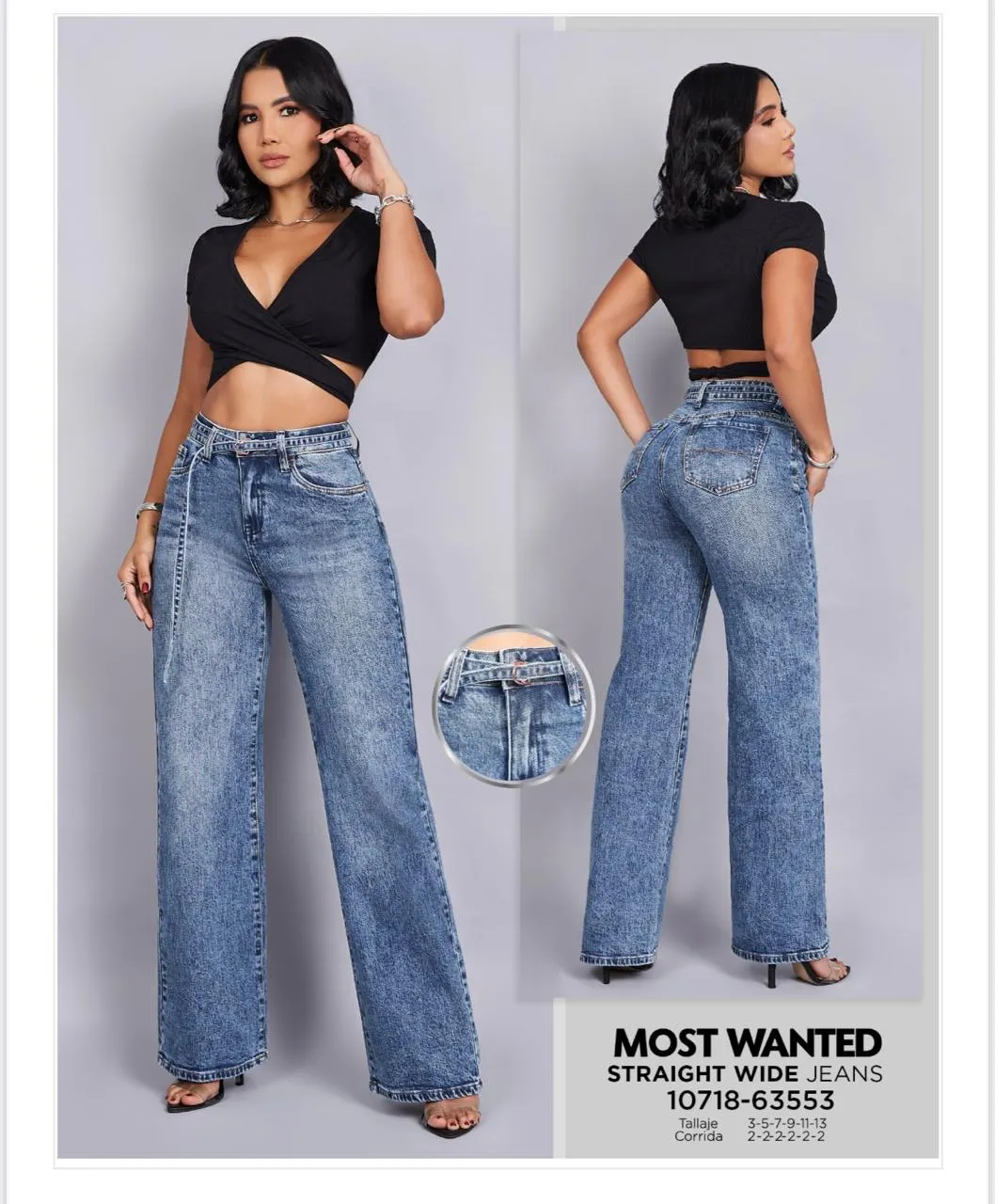 REF 63553 JEAN STRAIGHT WIDE MOST WANTED CON CINTURILLA Y REALCE DE GLUTEOS 