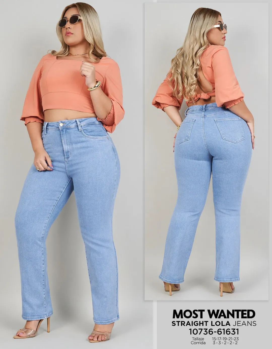 REF 61631 STRAIGHT TALLA EXTRA TONO MEDIO CLASICO CON REALCE DE GLUTEOS 