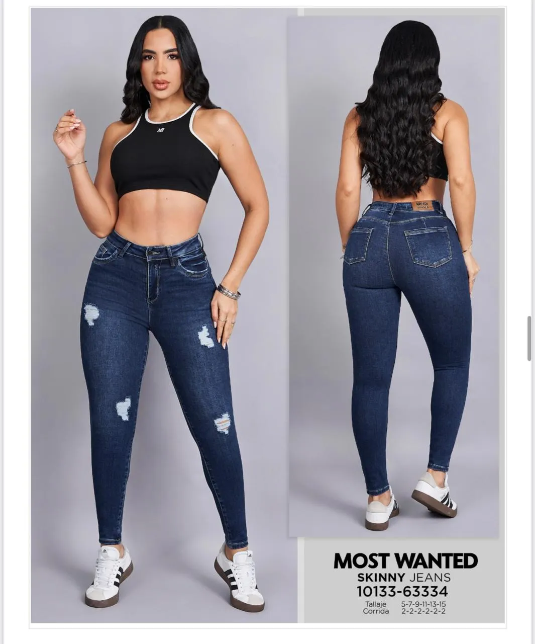 MOST WANTED - REF 63334 SKINNY STRECH SEMI DESTROYER TONO AZUL OSCURO PINZA REALCE DE GLUTEOS  - 15