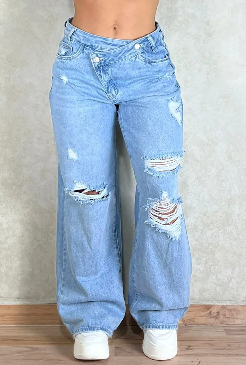 REF 62912  híbrido Wide leg!  Doble botón  en cintura  y efecto levanta glúteos