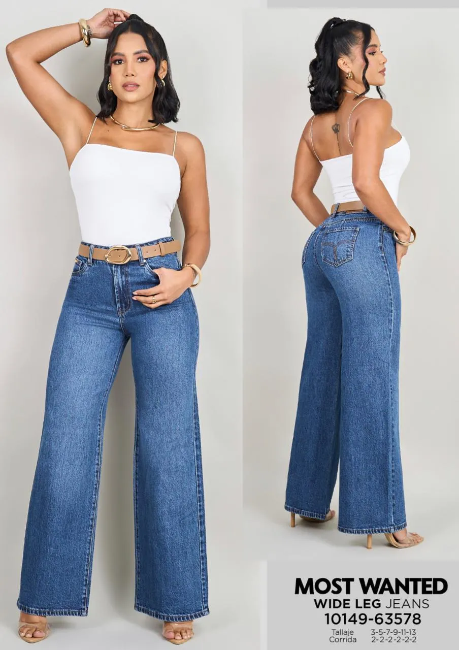MOST WANTED - REF 63578 WIDE LEG CLASICO TONO MEDIO INCLUYE CORREA CON REALCE DE GLUTEOS  - 13