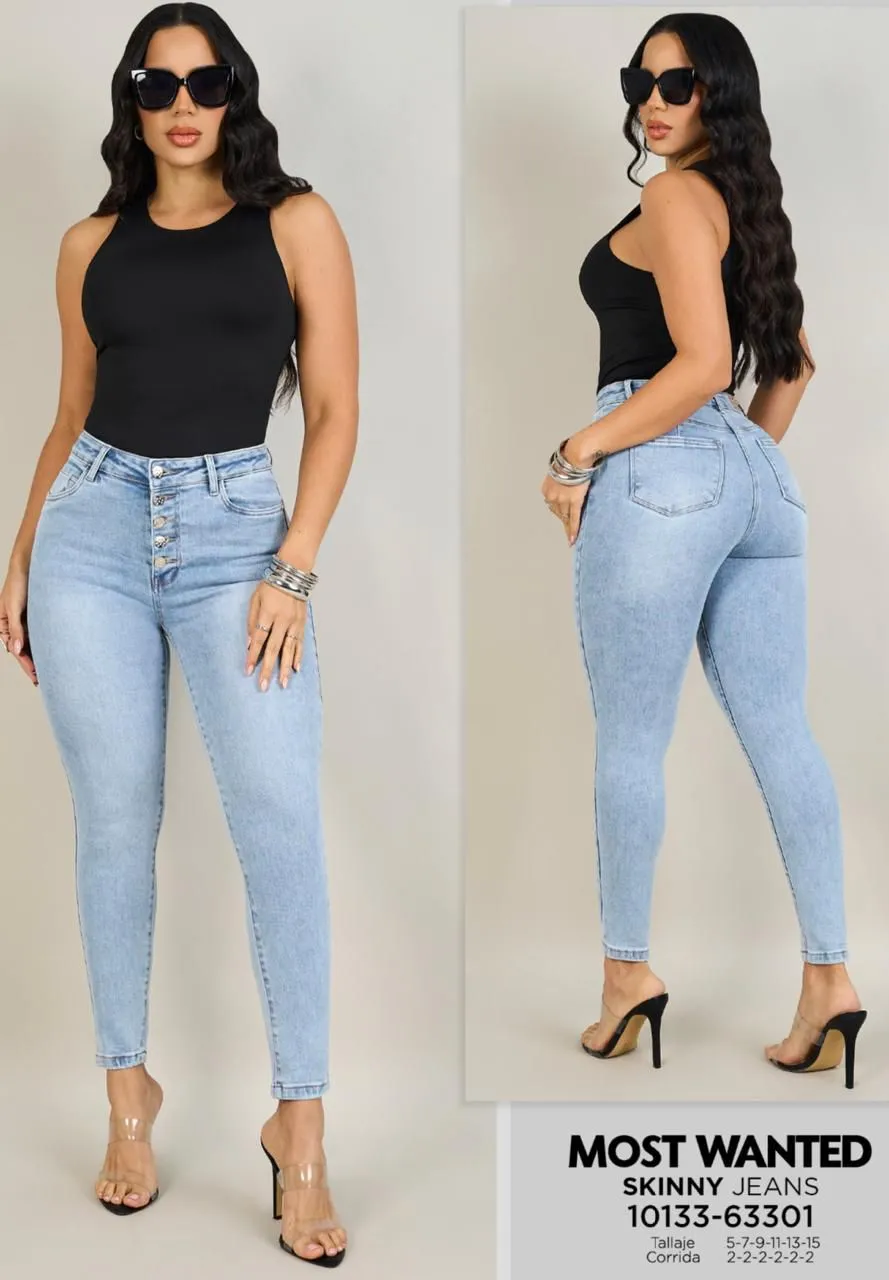 MOST WANTED - REF 63301  Skinny elástico! tono medio con botones  delanteros , efecto push up - 13