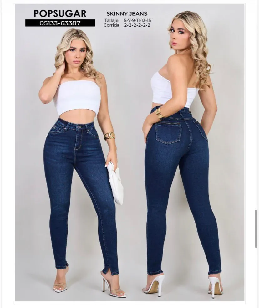 POPSUGAR - REF 63387 SKINNY ELASTICO CLASICO CON EFECTO PUSH UP TONO AZUL OSCURO - 13