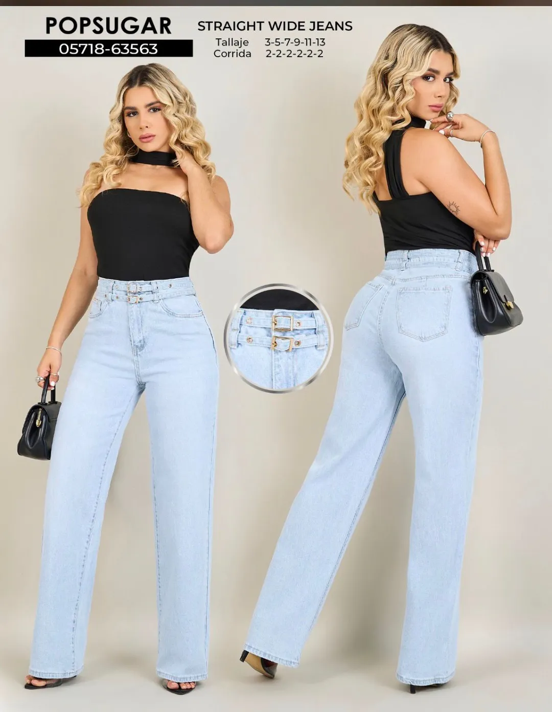 REF 63563 BOTA RECTA TONO HIELO CORREA AJUSTABLE Y PINZA EFECTO PUSH UP 