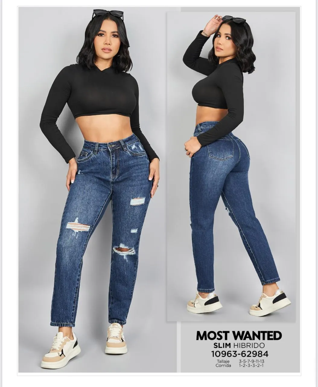 REF 62984 SLIM HIBRIDO DESTROYER TONO AZUL OSCURO TEXTURIZADO CON REALCE DE GLUTEOS 