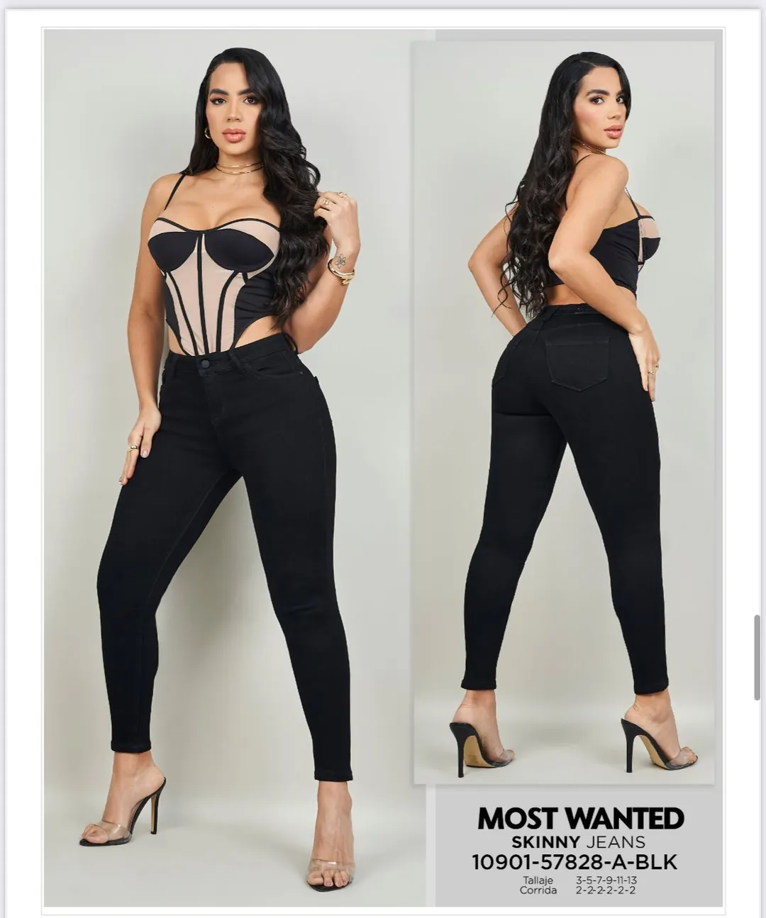 MOST WANTED - REF57728-A SKINNY STRECH TONO NEGRO HERRAJES NEGROS PINZA EFECTO LEVANTA GLUTEOS  - 7