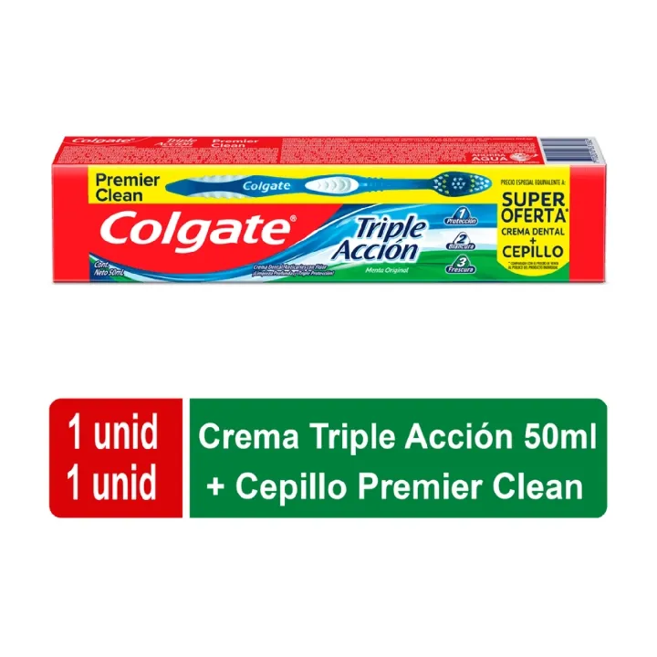 Colgate + cepillo 50ml + cepillo colgate premier clean