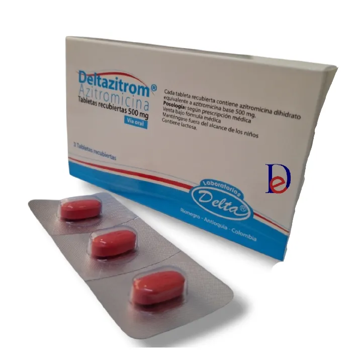 Azitromicina 500mg deltazitrom caja x 3 tabletas