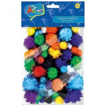Jamila - ZZZ POMPONES METALICOS COLORES SURTIDOS 30CMS 36 UNIDADES APROX ART&CRAFT
