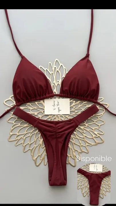 2 piezas bikini top halter rojo talla S