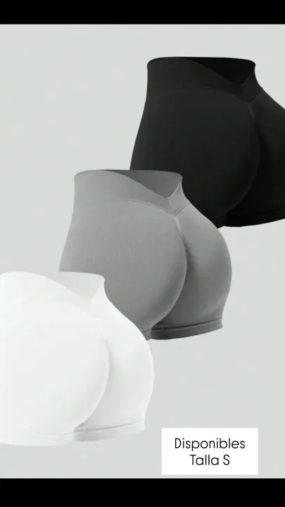 short corto para mujer corte en V gris-blanco y negro talla S