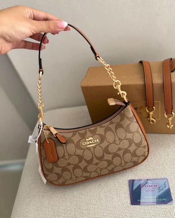 bolso coach con caja  beige