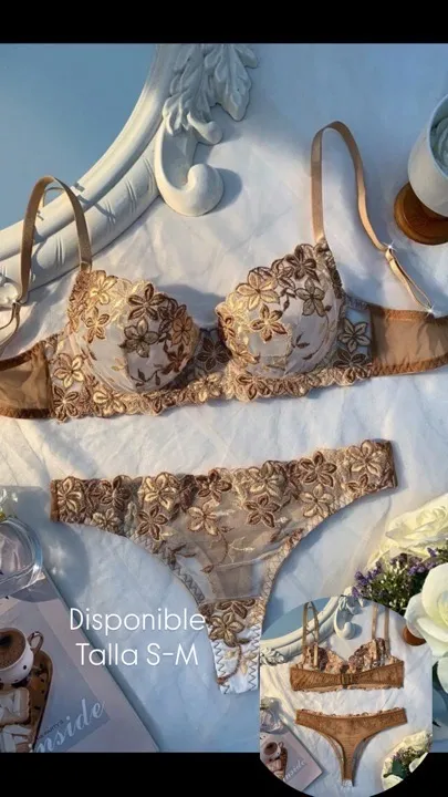 2 piezas conjunto de lencería sexy mujer café talla s-m