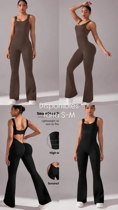 enterizo bota campana café y negro talla s-m