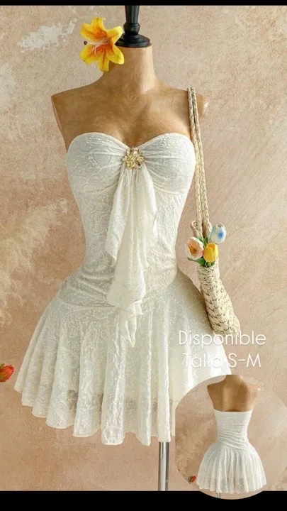 vestido mini de mujer para vacaciones con decoración metálica talla S-M