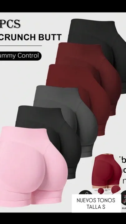 short cortos elásticos para mujer pretina alta talla S rosa-gris-vino-negro