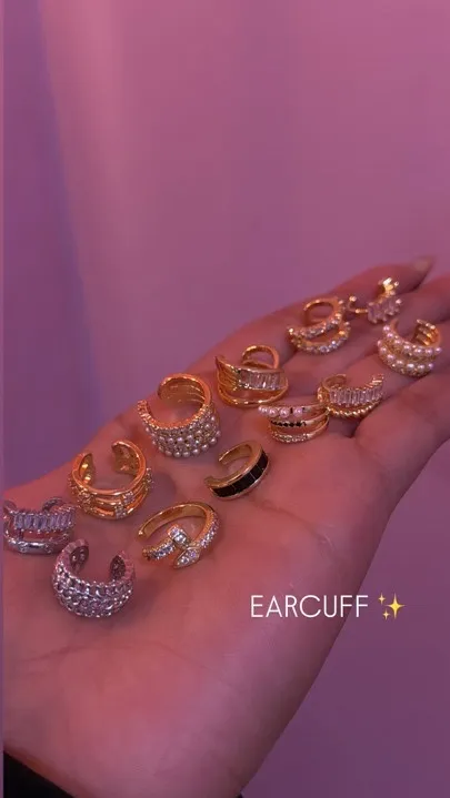 nuevos EARCUFF dobles plata y piedras