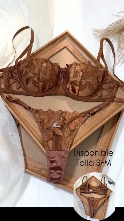 conjunto de sujetador inalámbrico y panty cafe talla s-m
