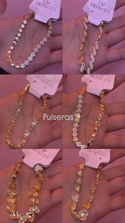 pulseras corazón y puntos doradas