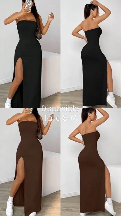 vestido straple café y negro talla S-M