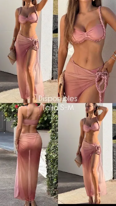vestido de baño con diseño de nudo rosa talla S-M