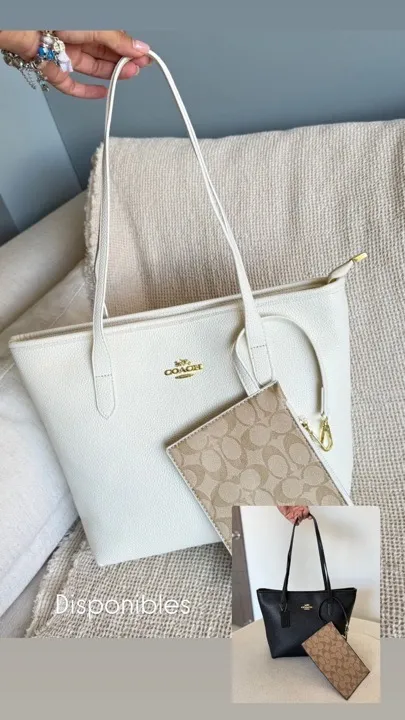 cartera coach brazo con carterita blanca y negra