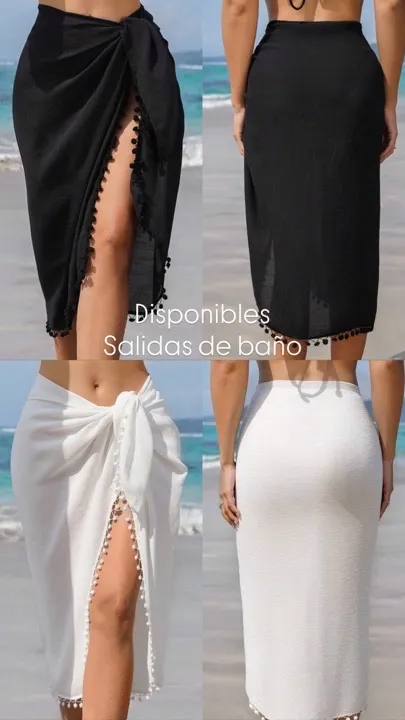 falda salida de baño talla única blanca y negra