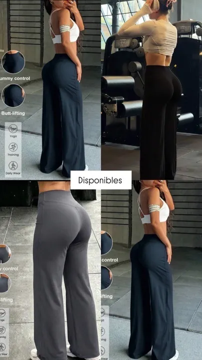 pantalones acampanados licrados negro-gris oscuro talla S