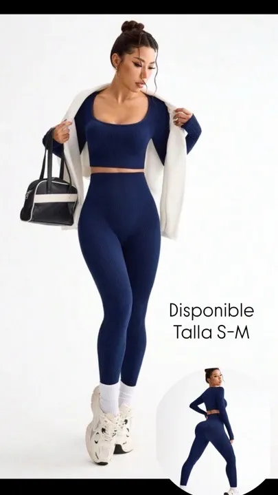 conjunto deportivo azul marino buso y Leggins talla s-m
