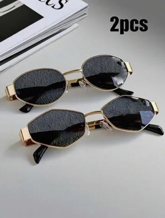 gafas de moda marco ovalado de metal unisex