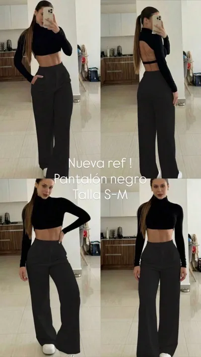 pantalón negro plisado y drapeado talla S-M