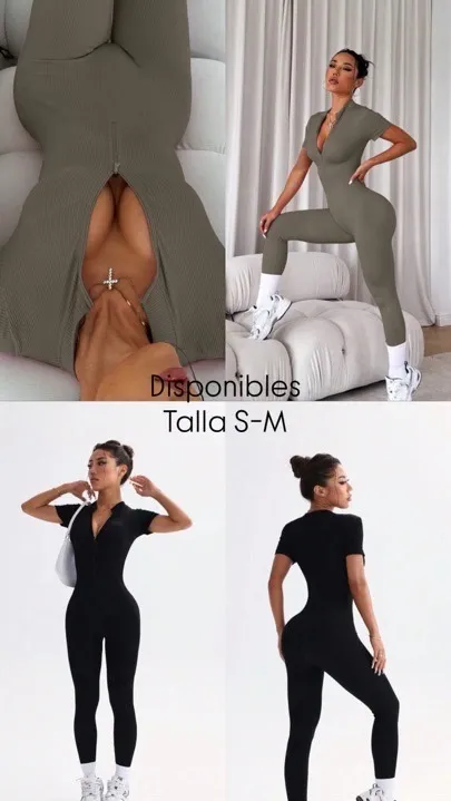 mono deportivo con cierre y cremallera negro y marrón  talla S-M-L