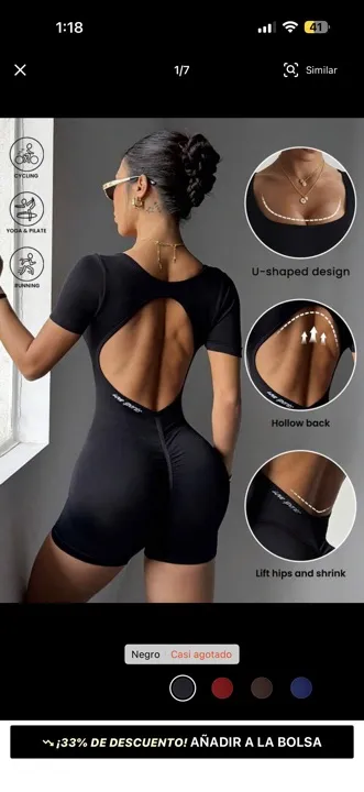 enterizo corto espalda descubierta talla S