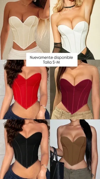 corset corazón vino, rojo, blanco,beige, café, negro  talla S-M