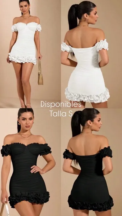 vestidos cortos de flor en el ribete y manga talla S