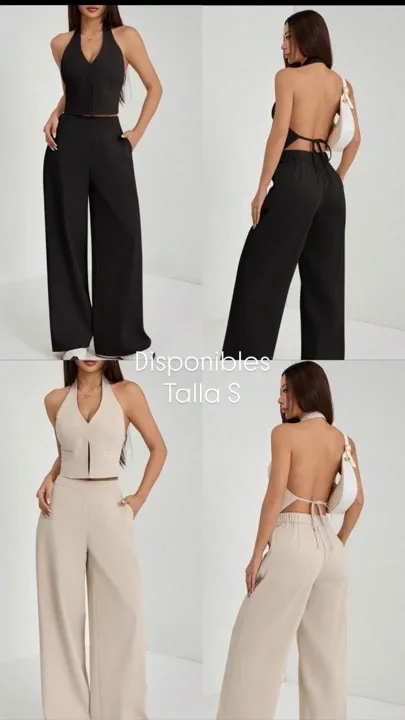 conjunto 2 piezas caqui y negro talla s