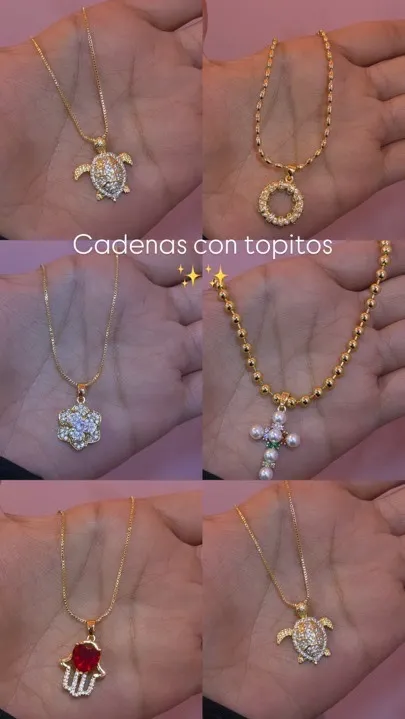 cadenas con topito cruz, tortuga, flor