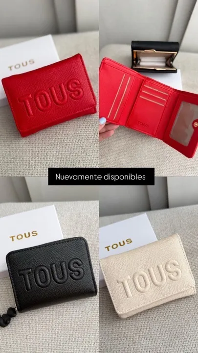 billetera Tous grande tono beige y rojo y negro