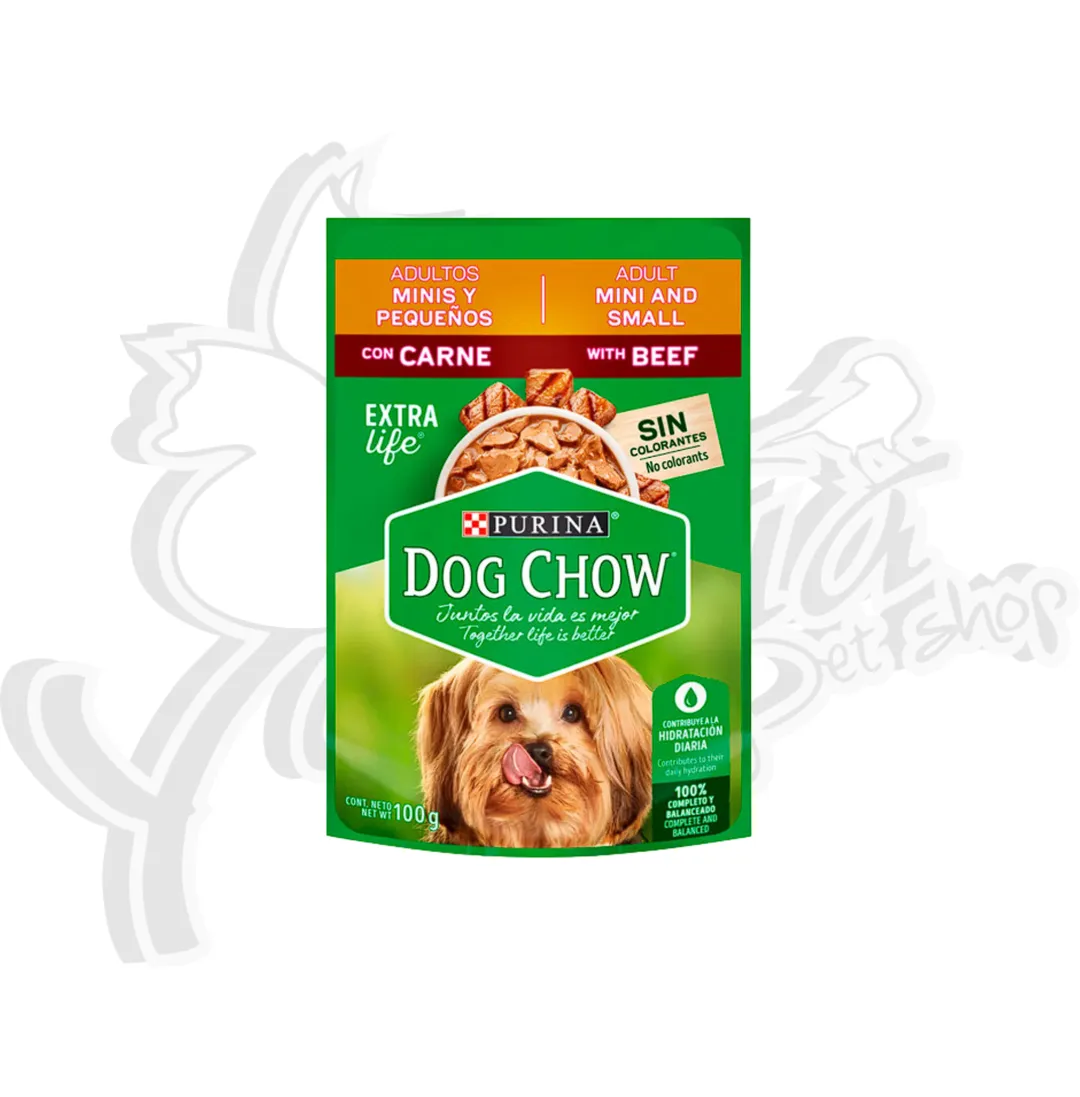 DOG CHOW  ADULTOS MINIS Y PEQUEÑOS CARNE - SOBRE 100GR