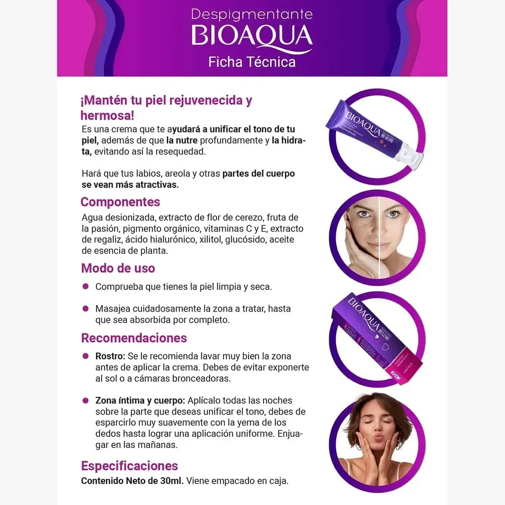 bioaqua - crema aclaradora intima bioaqua