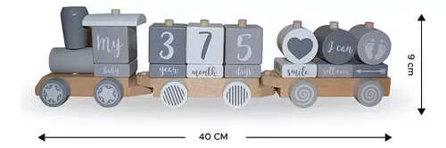 Bloques De Hitos Mensuales Para Bebes - Tren De Madera