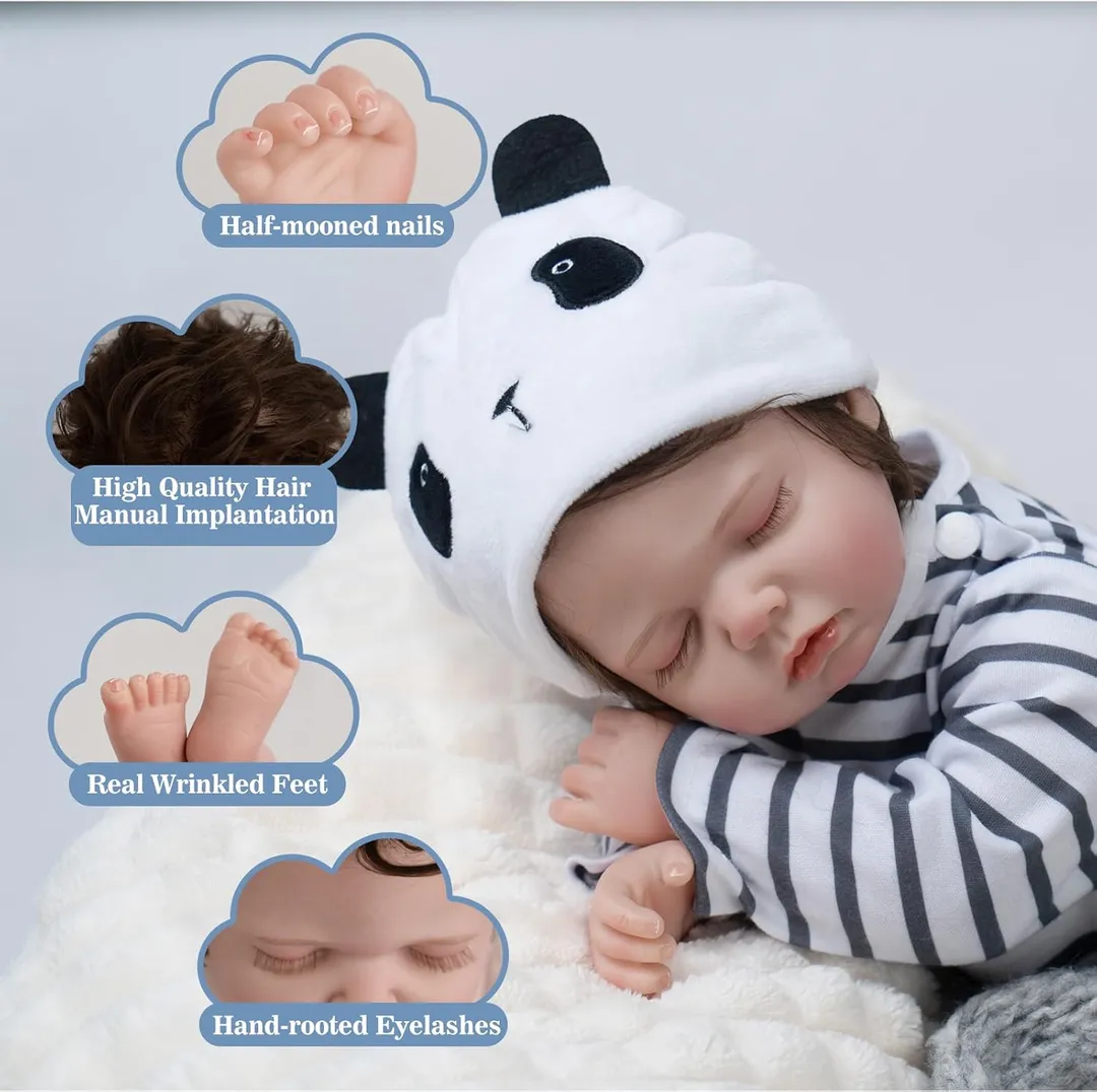 Bebe Reborn Pandita Niño Con Cabello