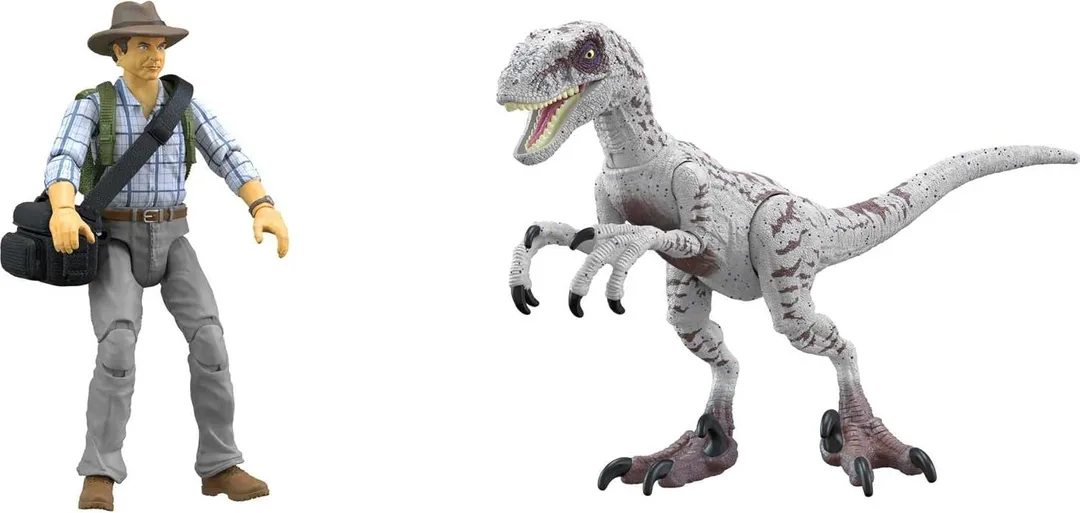 Jurassic Park Figuras De Dr Alan Y Dinosaurio Velociraptor