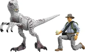 Jurassic Park Figuras De Dr Alan Y Dinosaurio Velociraptor