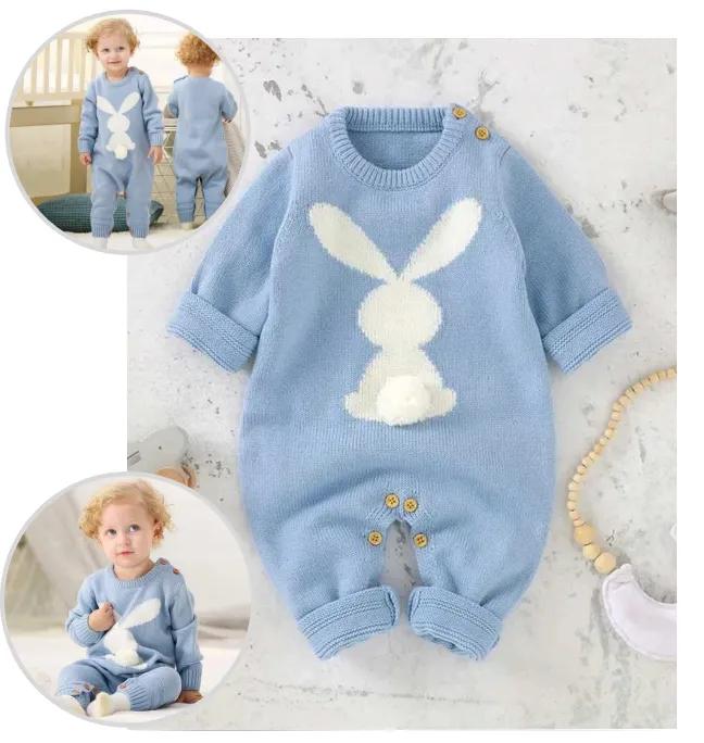 T. 3-6M - Pijama De Lana - Conejo Azul