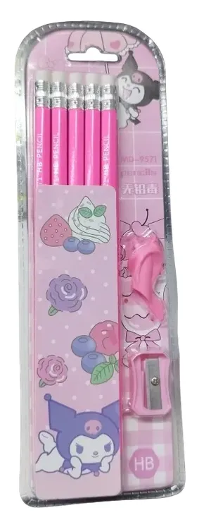 Set De Lapices Sanrio Color Rosados X10