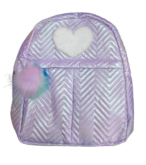 Bolso De Niña Kawaii Morado Corazon Blanco