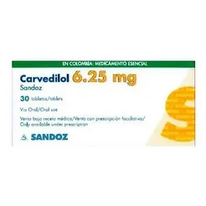 Carvedilol 6.25mg Sandoz Caja  x 30 Tabletas